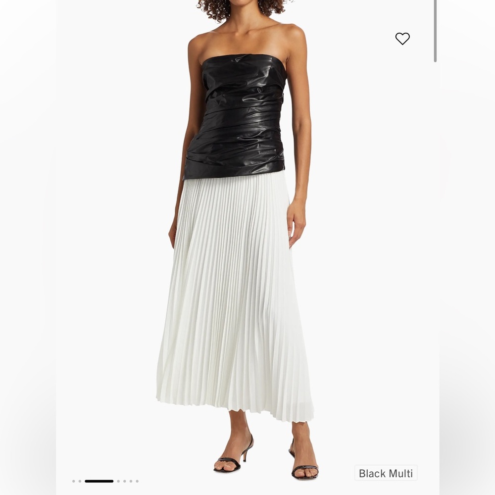 Black Strapless Top and White Pleated Skirt SIMKHAI - Picture 3 of 3